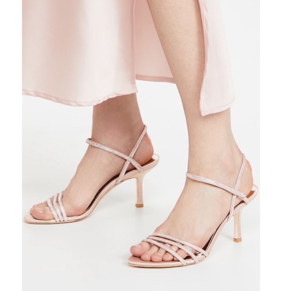 Badgley Mischka Dessa Strappy  embellished blush rose brown size 8 women